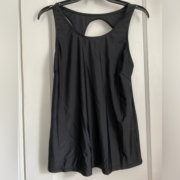 Women’s Black Open Back Tank Top, Size: Large - Picture 2 of 7